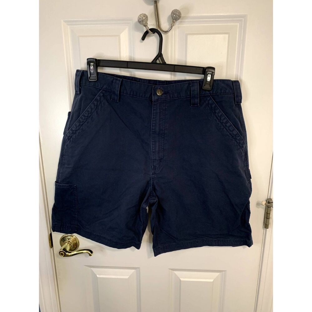Carhartt Original Fit B147 Navy Blue Canvas Work Shorts Size 38